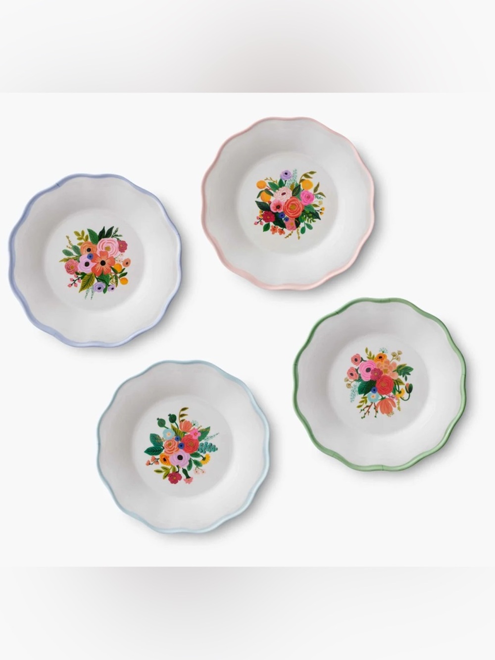 4 Rifle Paper Co. Garden Party 8.5 inch diameter Melamine dessert plates